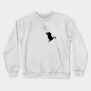 Black cat with trumpet Crewneck Sweatshirt